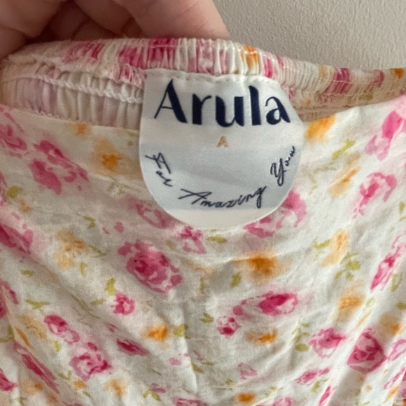 ARULA Cream Maxi Dress with Pink and Orange Floral Print - Picture 9 of 9